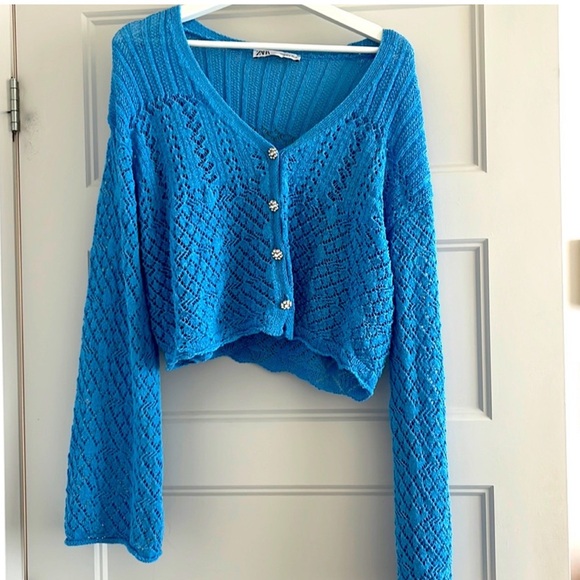 Zara Sweaters - Zara Blue Knit Cardigan